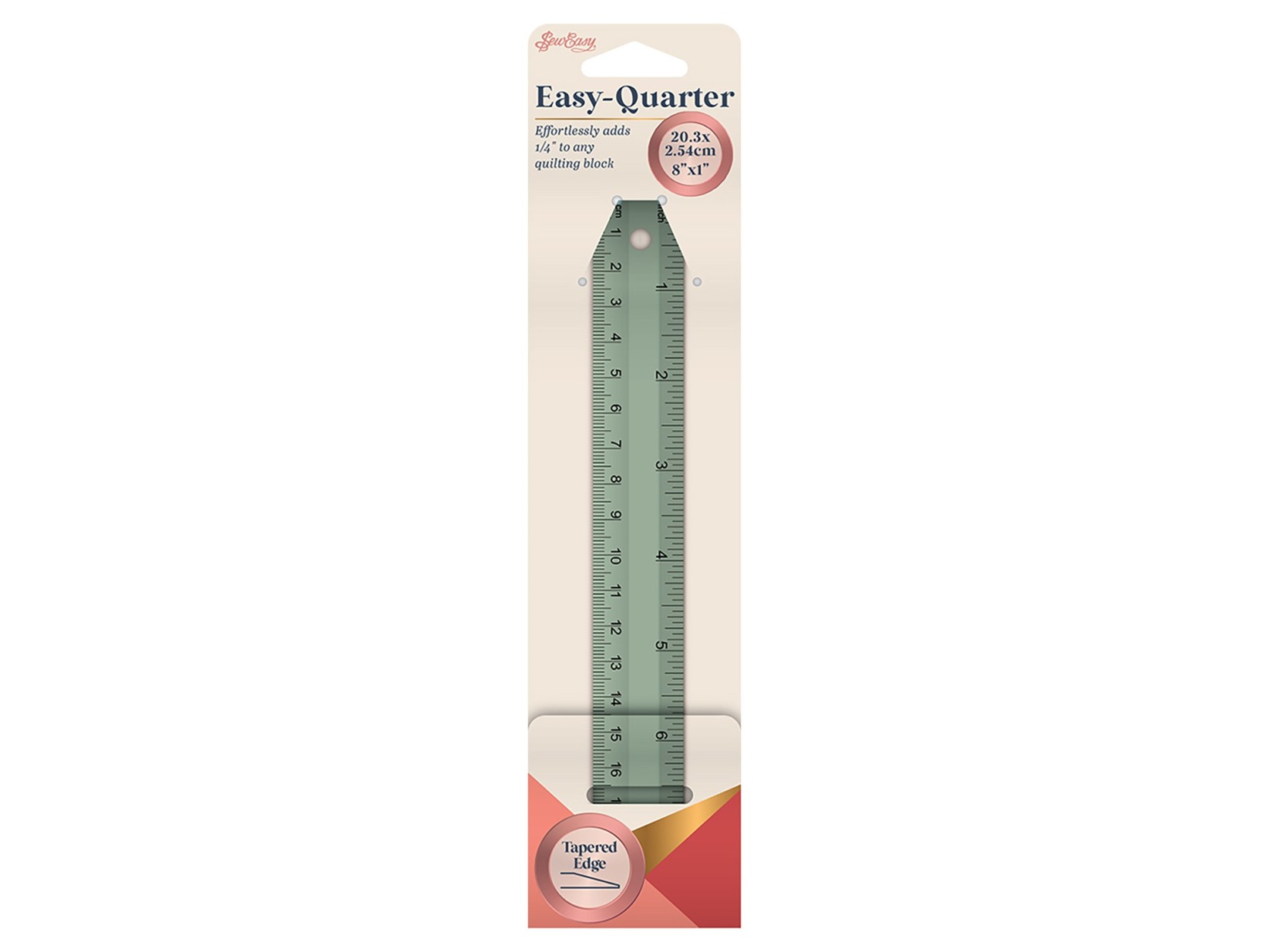 1/4インチ段差定規 (Easy-クオーター) 20.0cm (L) x 2.54cm (W) パッチワーク ペーパークラフト キルト ソーイング 手芸 縫製 裁縫 ハンドメイド ジャノメ JANOME